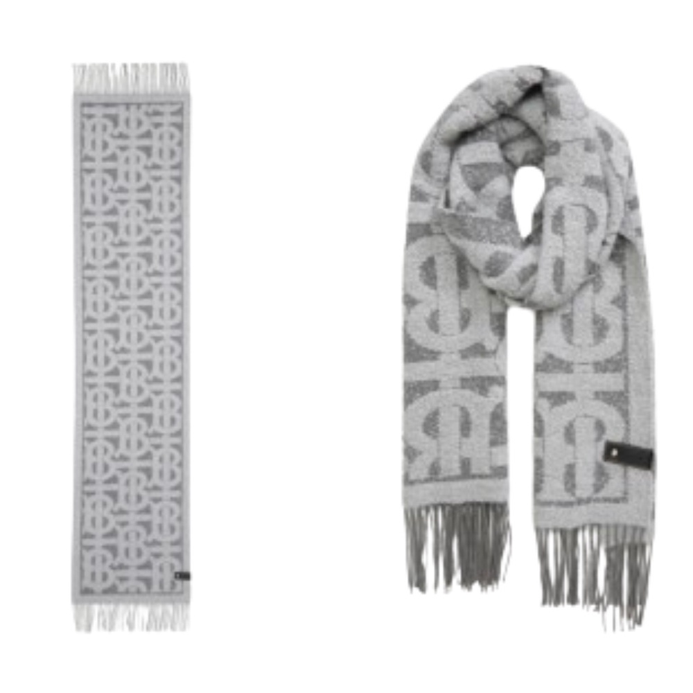 BURBERRY Oversize TB Monogram Fringe Cashmere & Silk Scarf - Picture 2 of 16